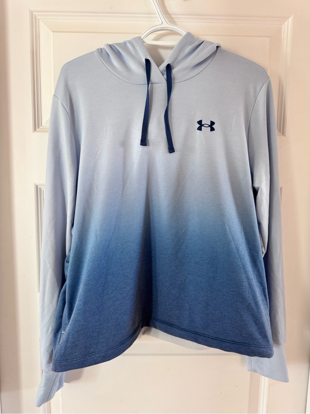 LG Under Armour Light Blue Pullover Hoodie with Black Drawstrings